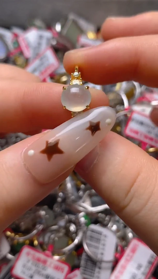 银S925镶嵌戒指翡翠 百内无证书