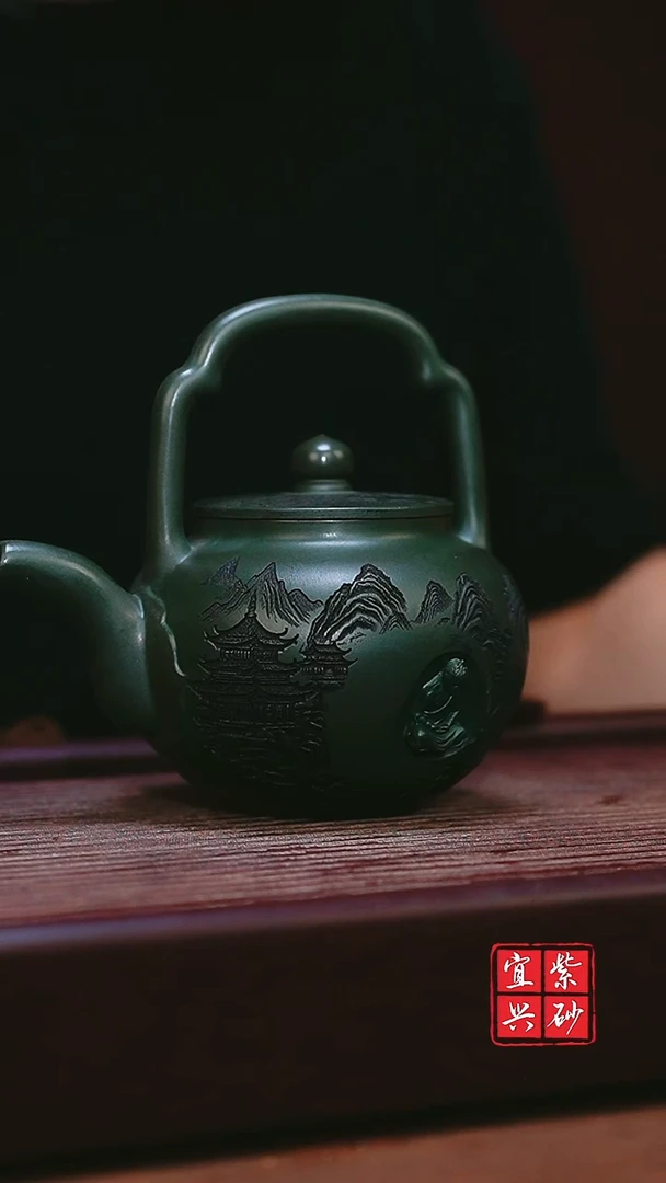 紫砂摆件 宜兴原矿紫砂   悟空提梁