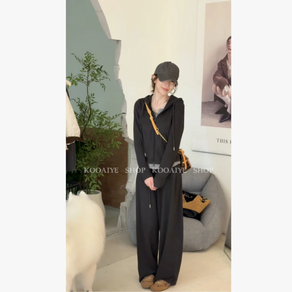 【纸片套装】秋季新款百搭韩系撞色连帽卫衣舒适简约套装