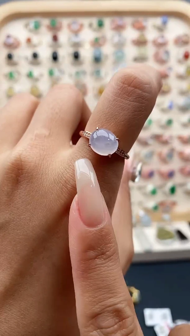 【闪购商品】翡翠戒指银S925镶嵌缅甸天然A货翡翠111  10+3