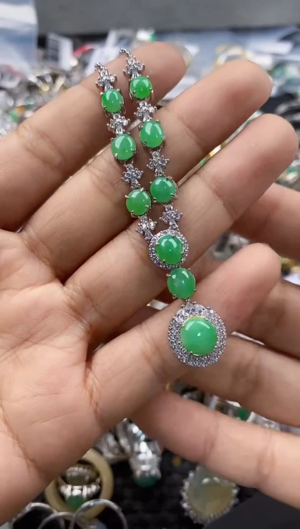 银S925镶嵌戒指翡翠666---4