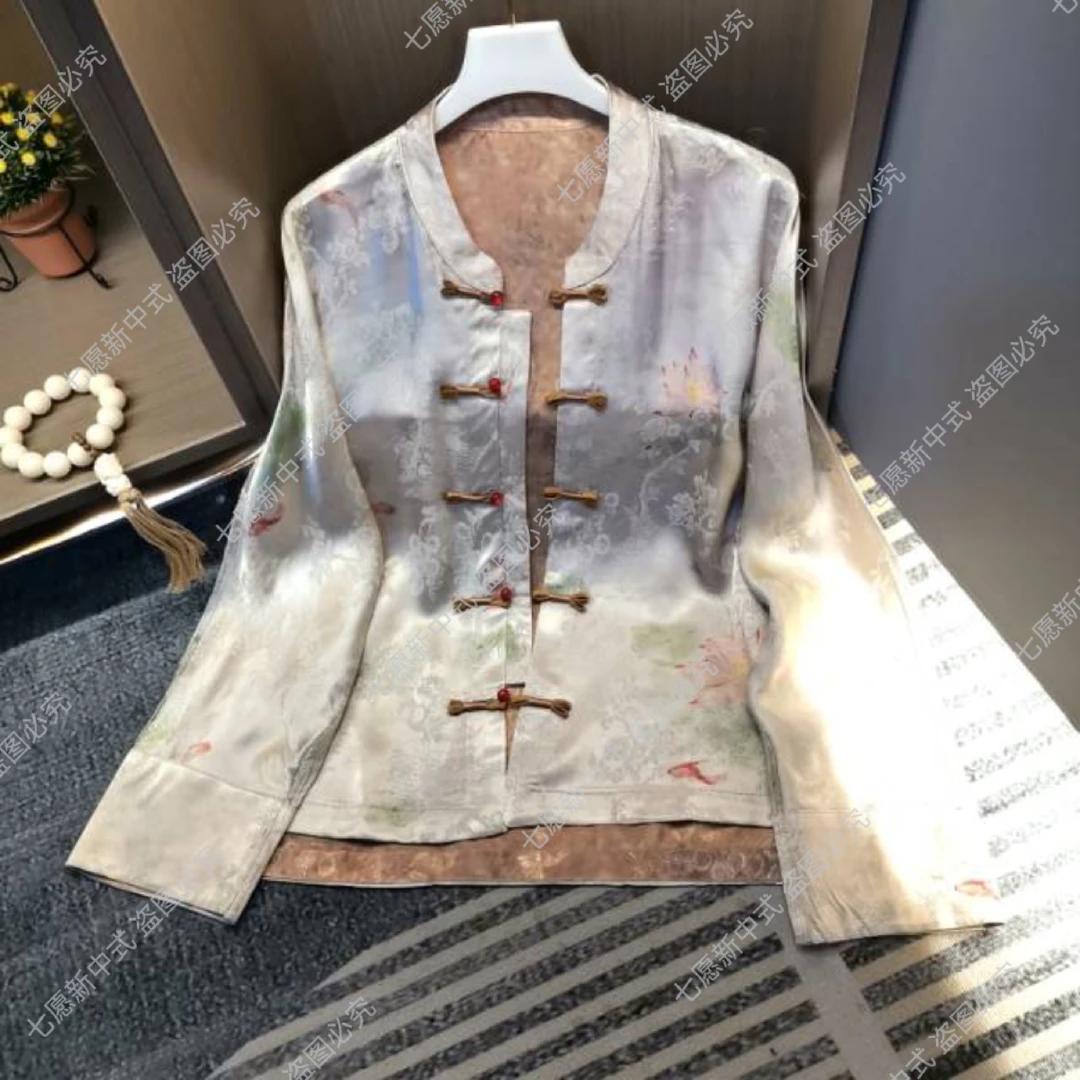 【荷塘月色-1】春夏复古显瘦长袖百搭提花上衣外套771