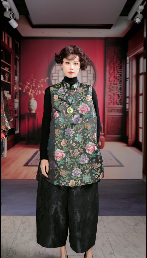 Q25-M011【牡丹花开】高级设计师马甲重工艺洋气时尚高级感