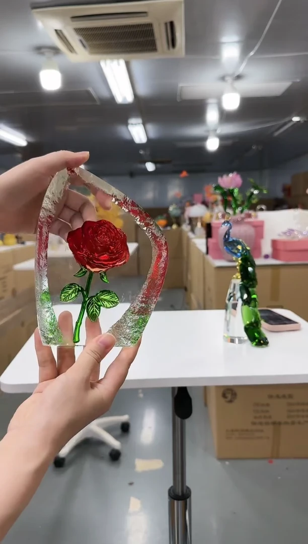 花间集水晶琉璃摆设   玫瑰