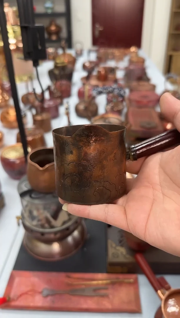 西****姐老物件纯紫铜把手公道杯