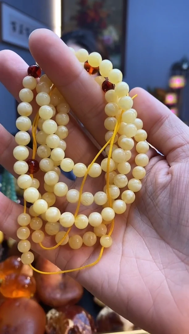 琥珀颈饰未镶嵌项链 微微瑕