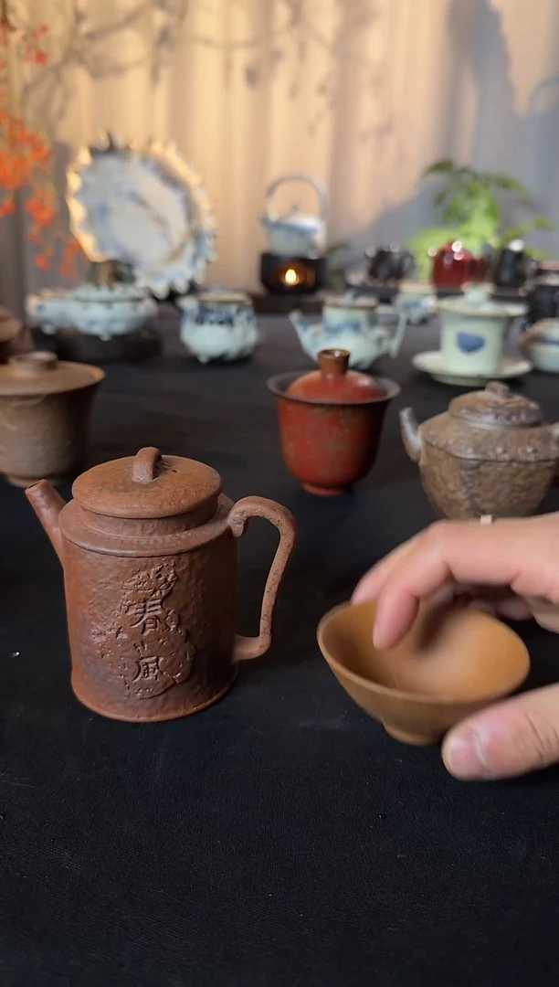 壶陶老岩泥春风壶加斗笠杯