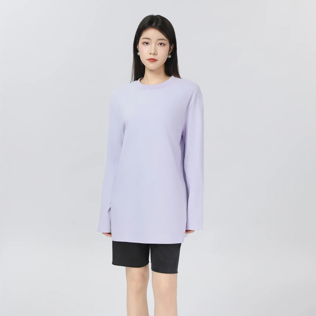 AMASS/阿玛施 新款简约百搭衬衣早春圆领舒适休闲纯棉T恤女530189