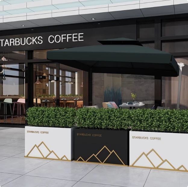 户外铁艺花箱组合外摆售楼部隔断围栏花槽商业街广场不锈钢花箱