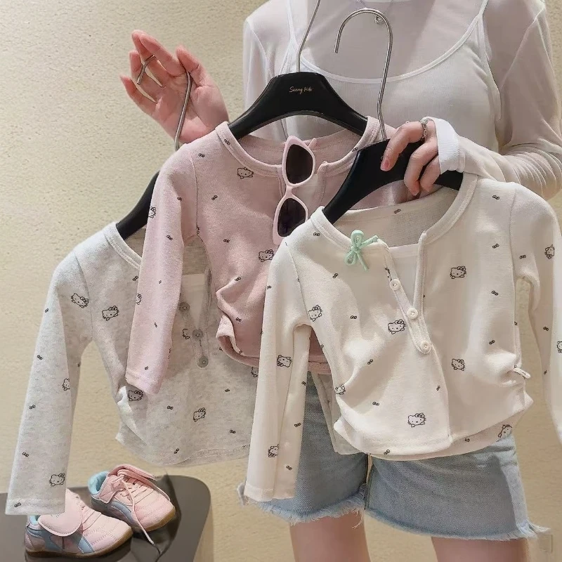 2025春秋新款女童套装儿童装女孩糯米假两件上衣休闲灯笼裤两件套