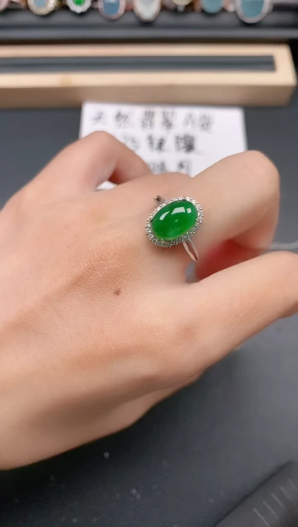 银S925镶嵌戒指翡翠11