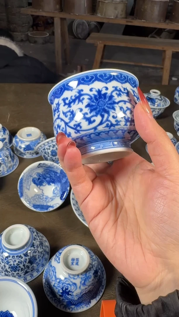 杯子陶瓷刘建锋窑仿清金刚莲大炉式杯