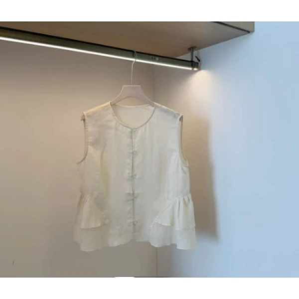 22249女士韩版设计感无袖气质减龄上衣