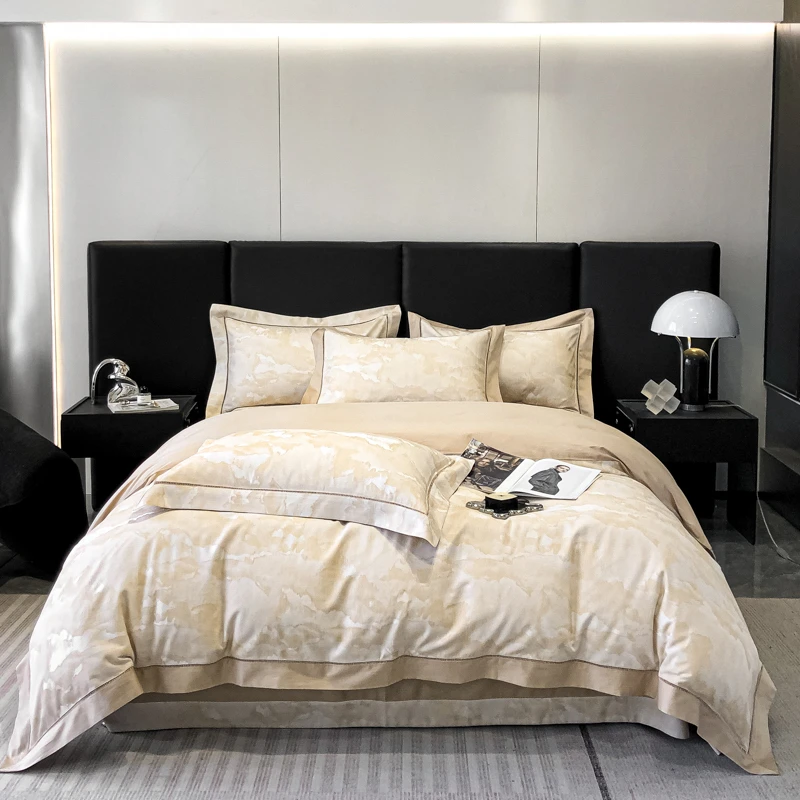 【专柜断码】超柔加密亲肤天丝棉色织提花四件套-罗曼/卡其