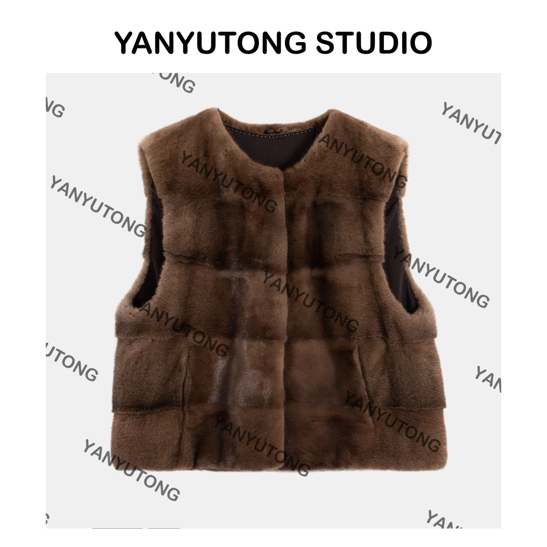YANYUTONG 【松露】 复古暖棕格纹马甲 TT0171