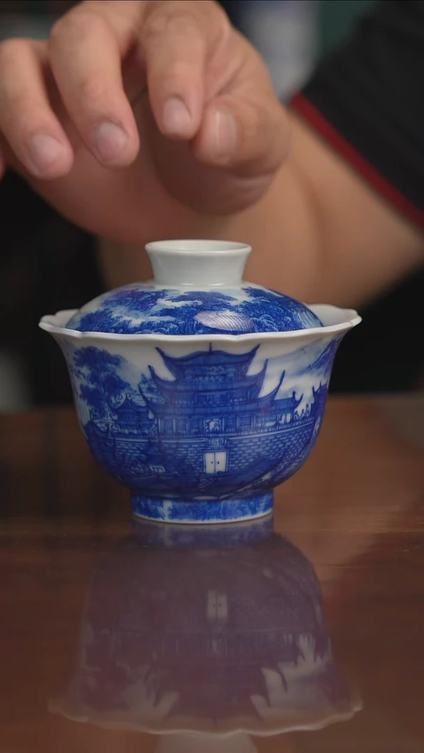 自成堂柴窑青花岳阳楼