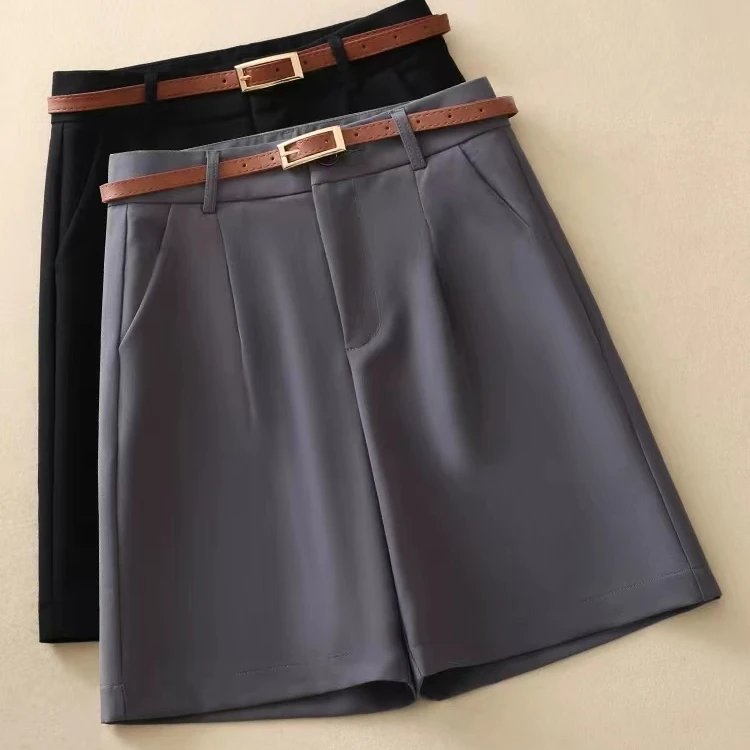 外穿西装短裤女夏季高腰显瘦百搭a字休闲阔腿裤2025新款五分裤