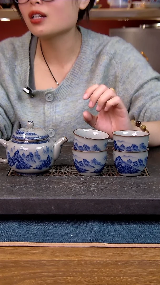 简装家用款5件套 老陶泥开片纹陶瓷茶具