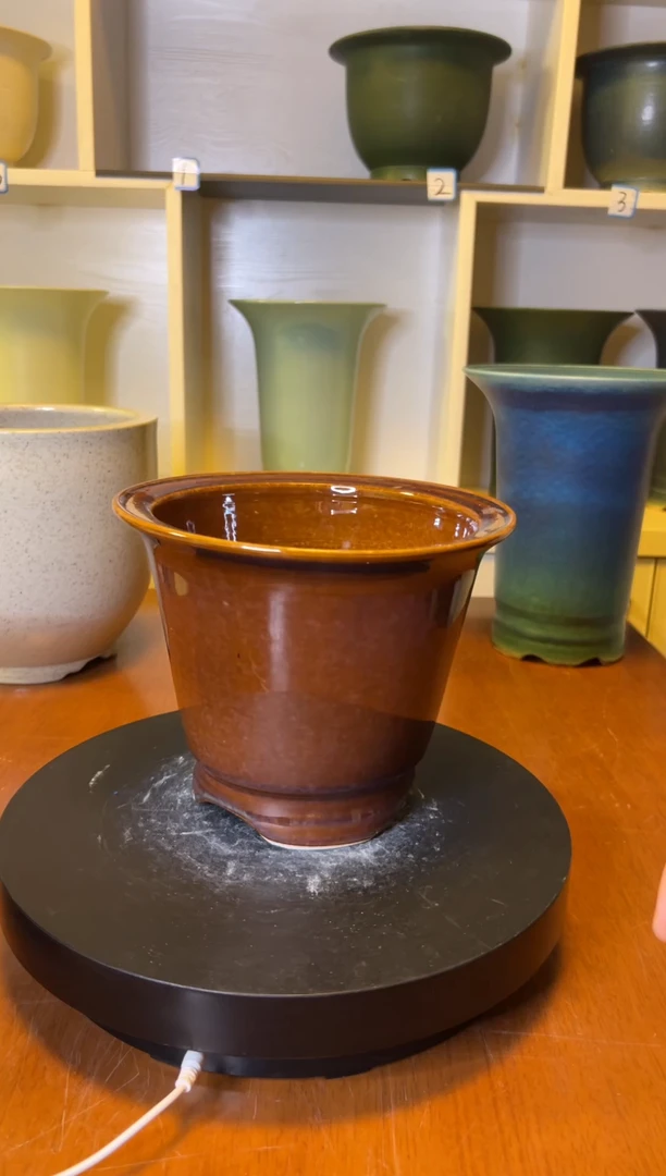 微瑕紫金陶瓷花盆高16外口20内口17