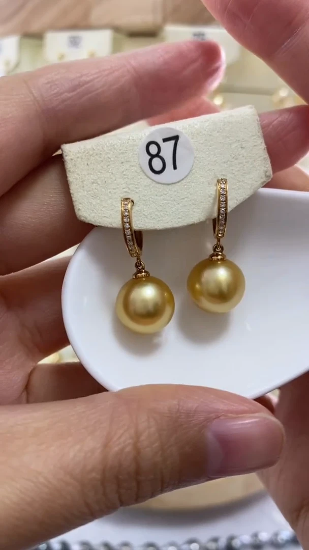 【闪购商品】海水珍珠耳饰18K金镶嵌金珠耳饰