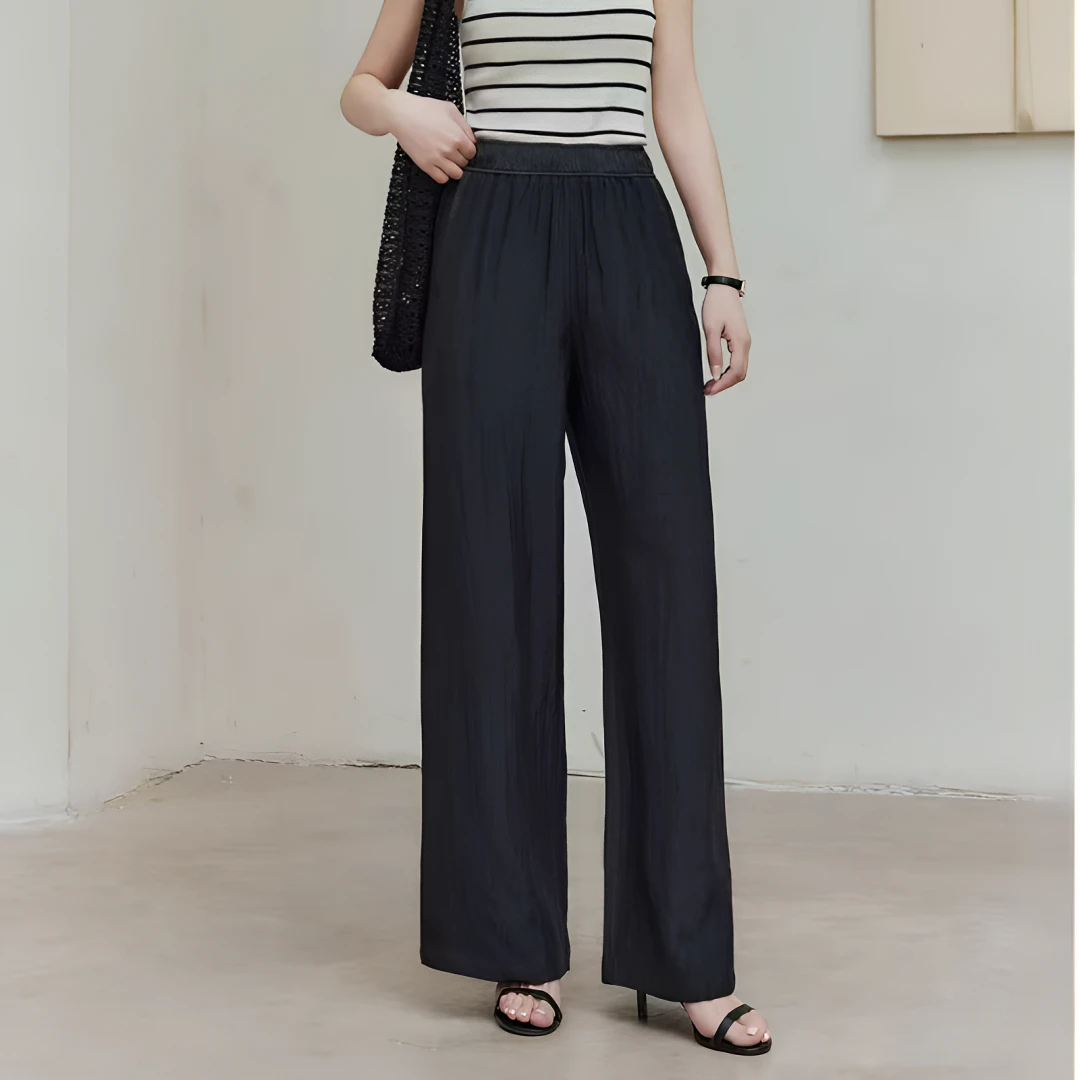 全精品／1oo%醋酸阔腿裤夏季薄款高腰显瘦直筒休闲裤(C3180)