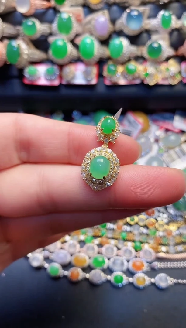 银S925镶嵌戒指翡翠天然