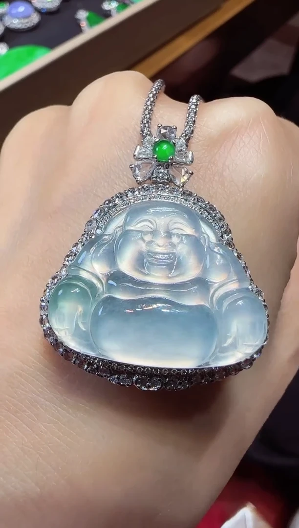 【闪购商品】翡翠颈饰18K金镶嵌佛公