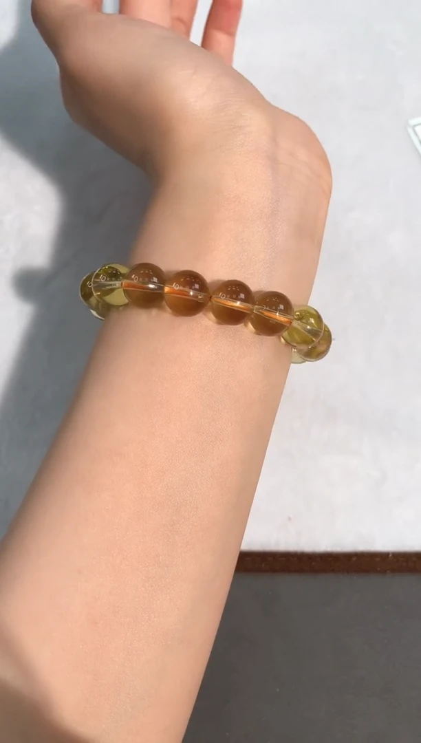 水晶手链未镶嵌13号巴西黄水单圈12mm