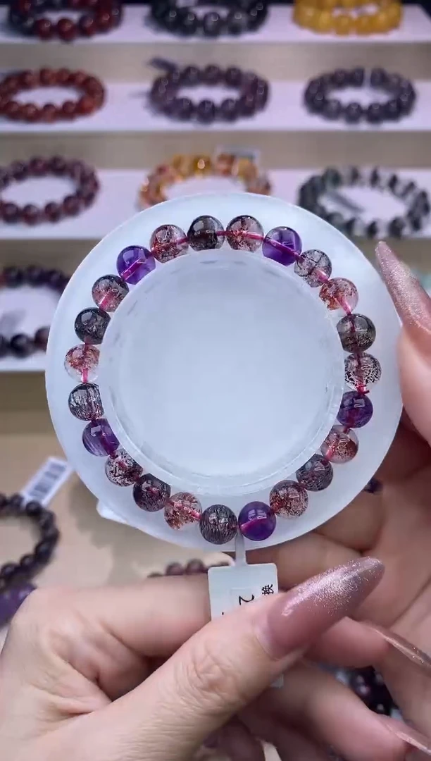 水晶手串未镶嵌黑加仑超七单圈8m+