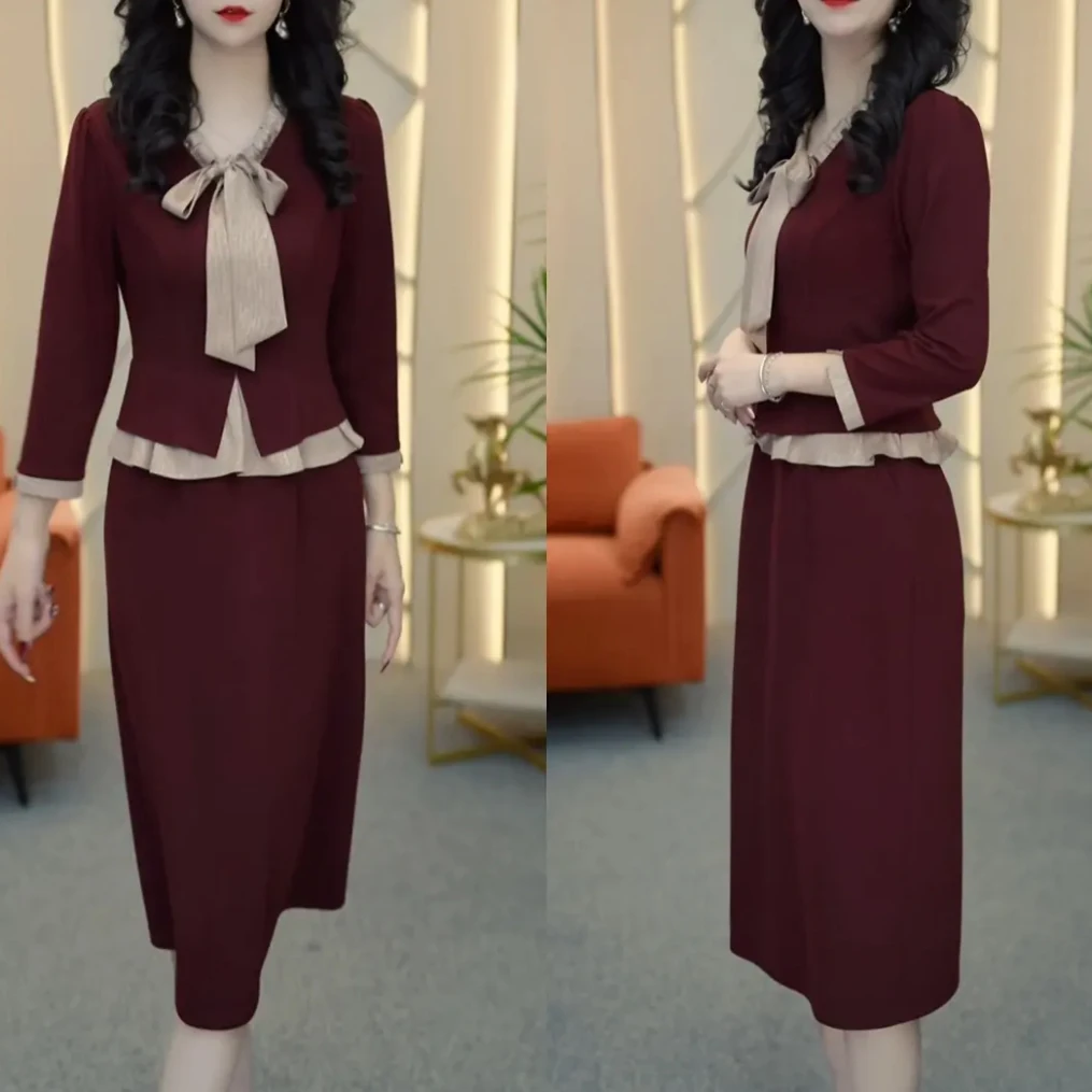 2025早秋新款洋气时尚优雅显瘦设计感气质名媛长袖中长款连衣裙