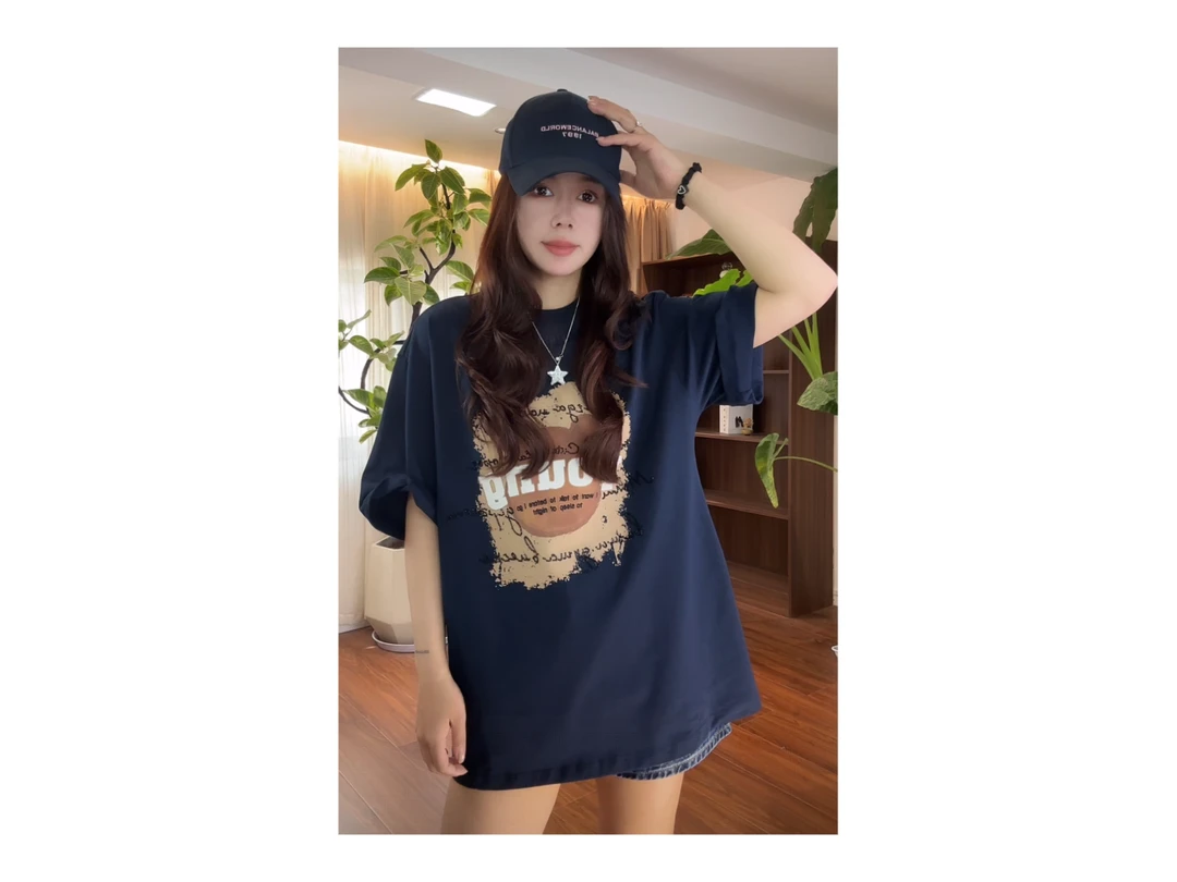 新款“熊小美”T恤883#P02901新款时髦书呆子百搭短袖