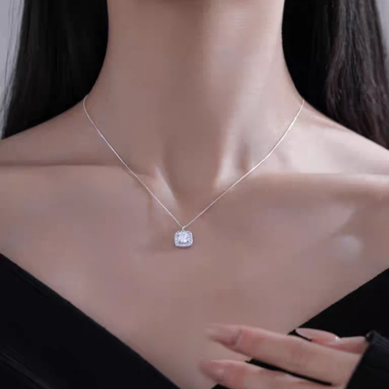 坠链均足银 807公主方糖项链气质轻奢时尚仙女超仙甜美