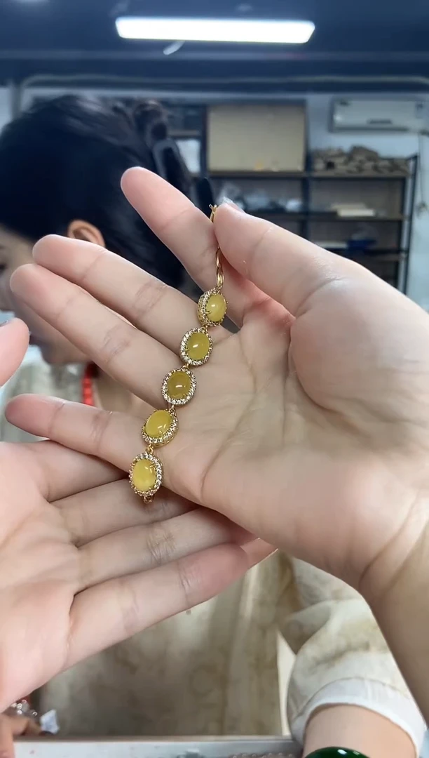 银S925镶嵌琥珀裸石多样性发其一颜色微差