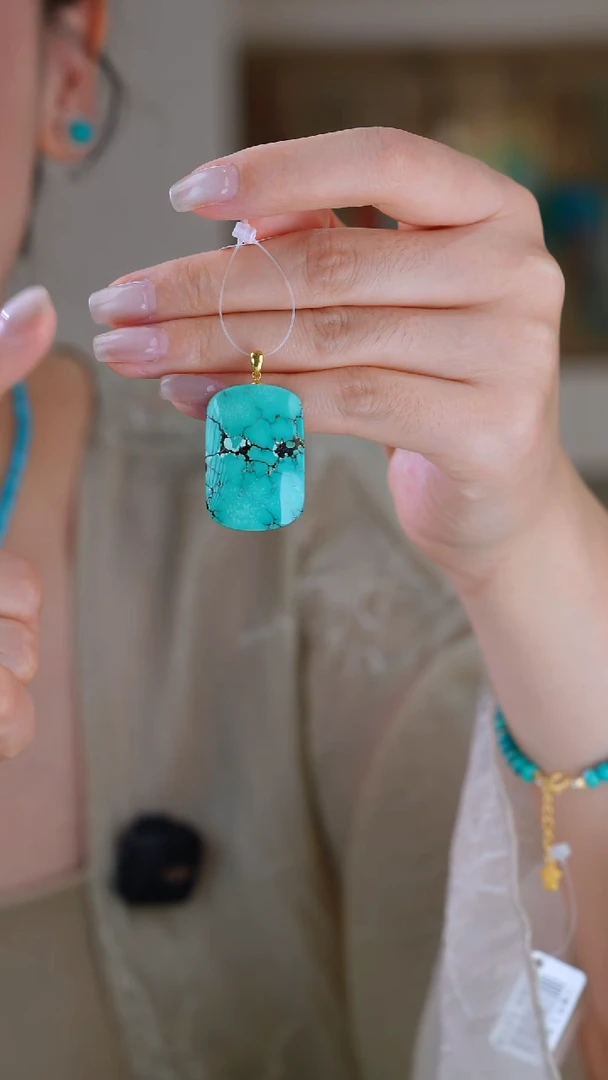 绿松石18K金镶嵌吊坠(赠链)1