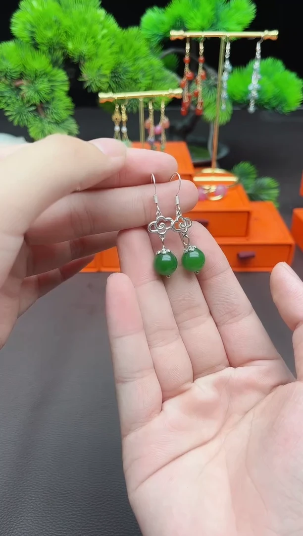 玛瑙/玉髓耳饰银S925镶嵌532