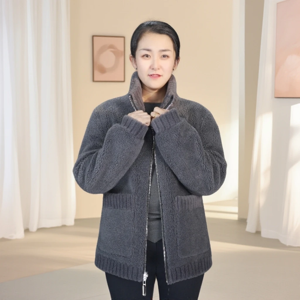 【年货节】2025立领拉链绵羊毛款男装时尚休闲冬季潮流加厚保暖