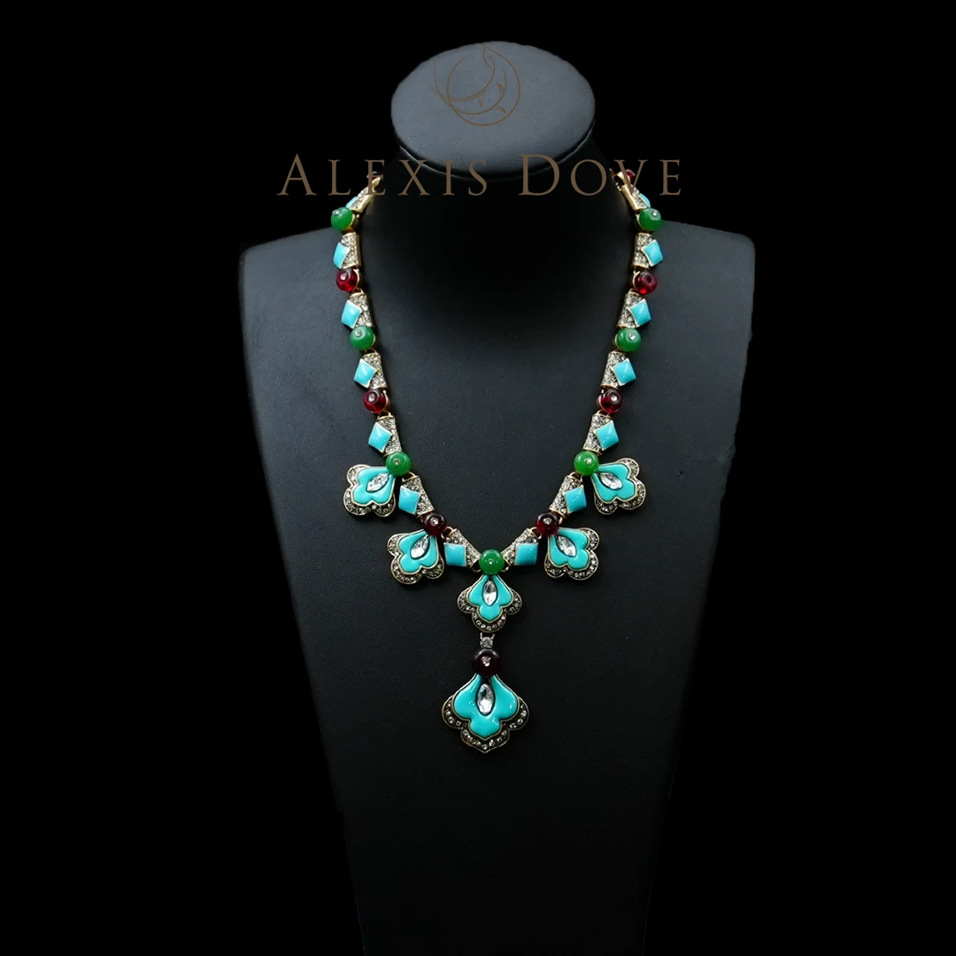 铜合金合成锆石项链 欧美设计感云想花裳项链VI【乐亿】