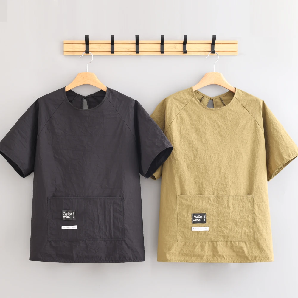 升级防泼水时尚家用做饭半袖围裙可定制罩衣舒适透气成人工作服