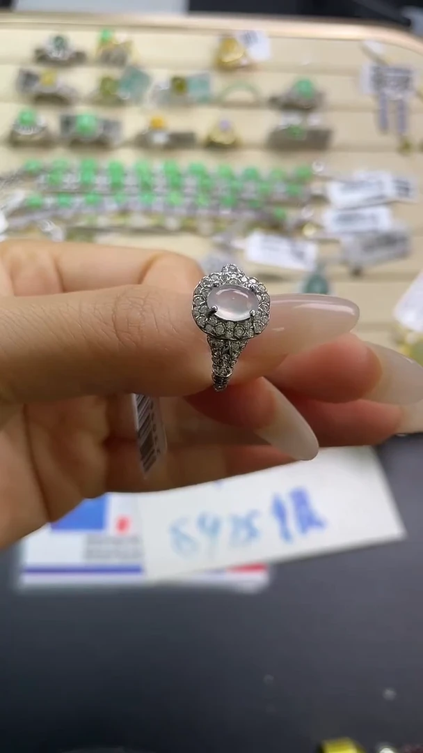 银S925镶嵌戒指翡翠翡翠 蛋面 银S925镶嵌