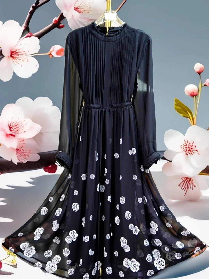 F138【旭日东方】设计师高定款气质玫瑰时尚春夏连衣裙百搭