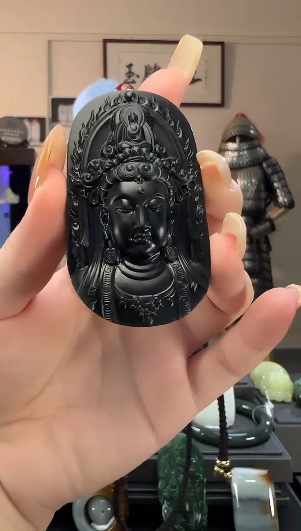 颈饰未镶嵌和田玉青玉观音吊坠