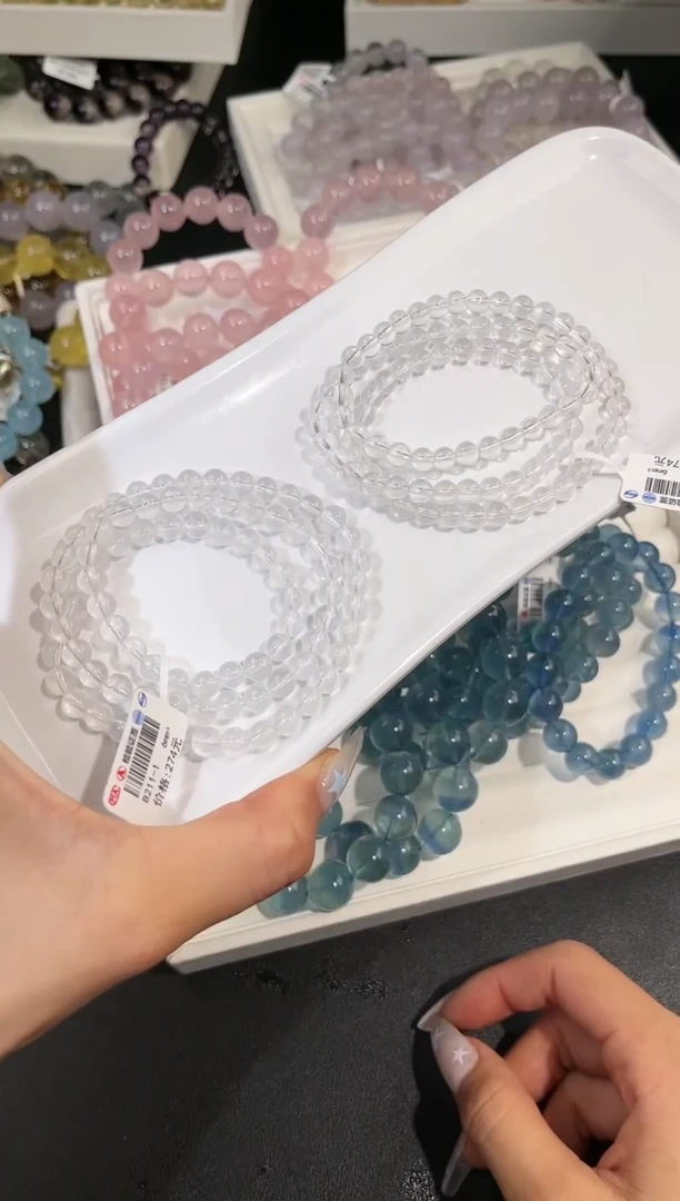 水晶手链未镶嵌多样性发一奶白多圈