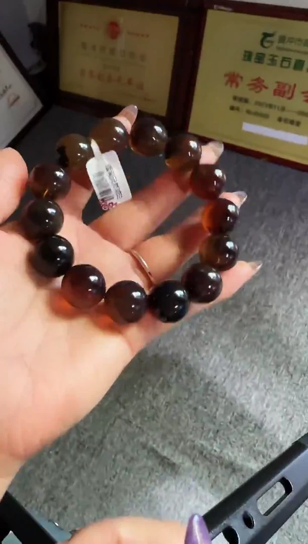 手串琥珀未镶嵌#21缅甸琥珀星际蓝翁珀手串17mm