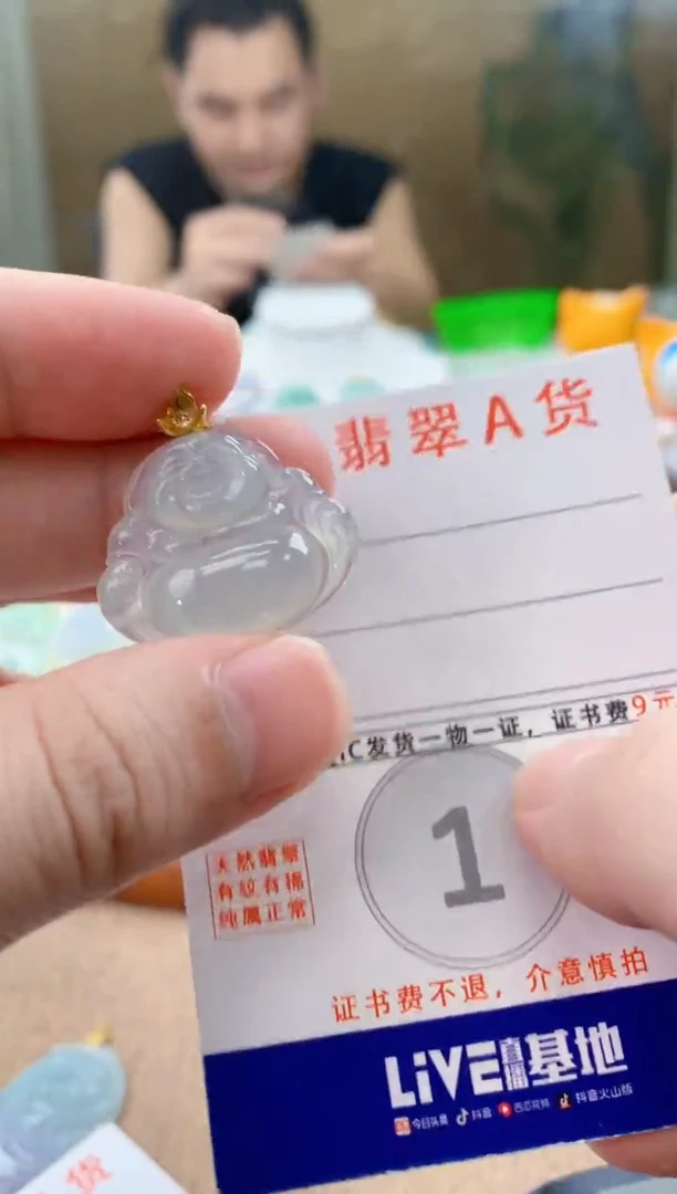 颈饰18K金镶嵌翡翠天然A货翡翠挂件