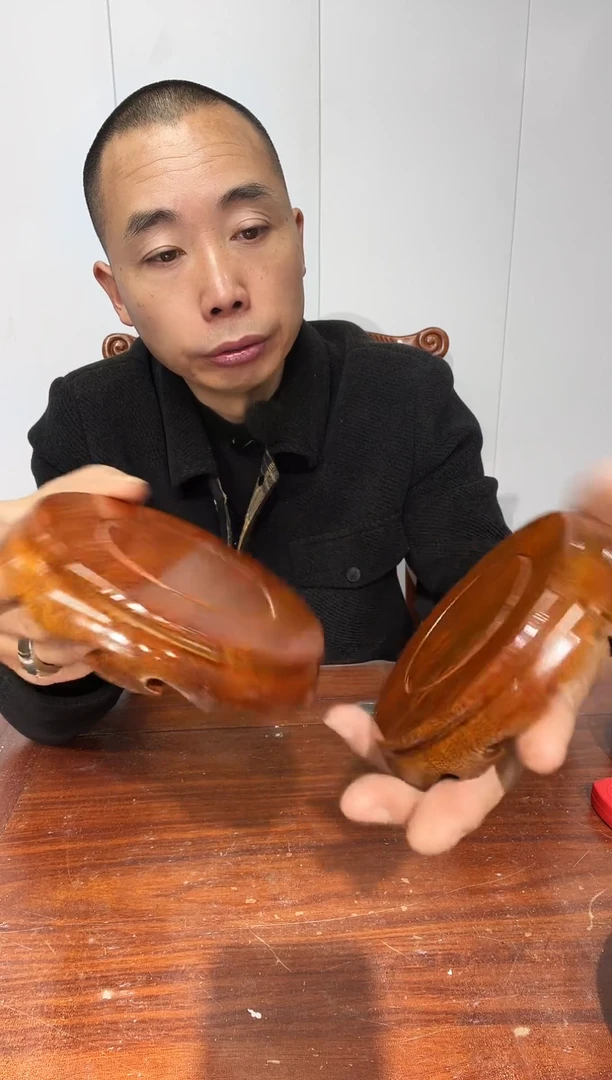 木老花圆形小盘几两个11*12*2.6