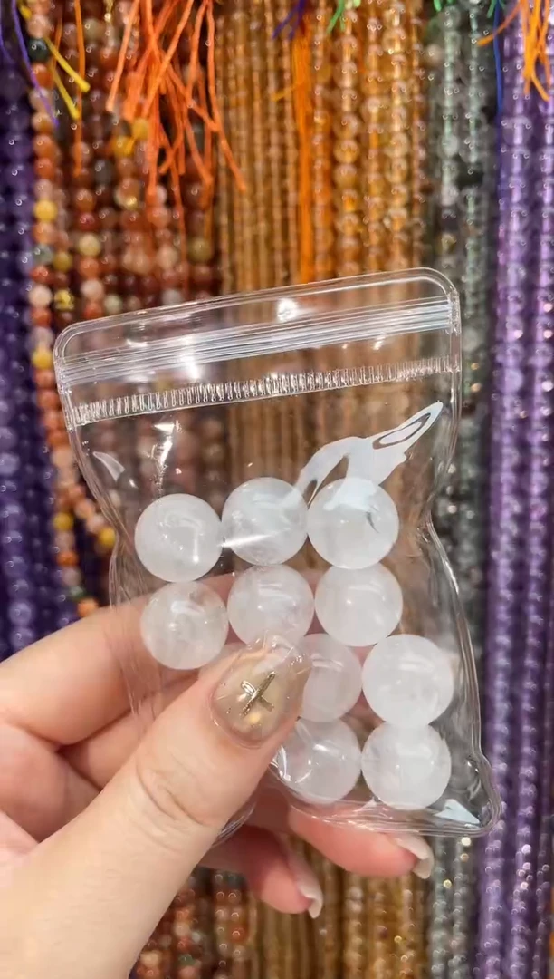 未镶嵌珠宝半成品水晶15mm白雪花幽灵 【1颗】