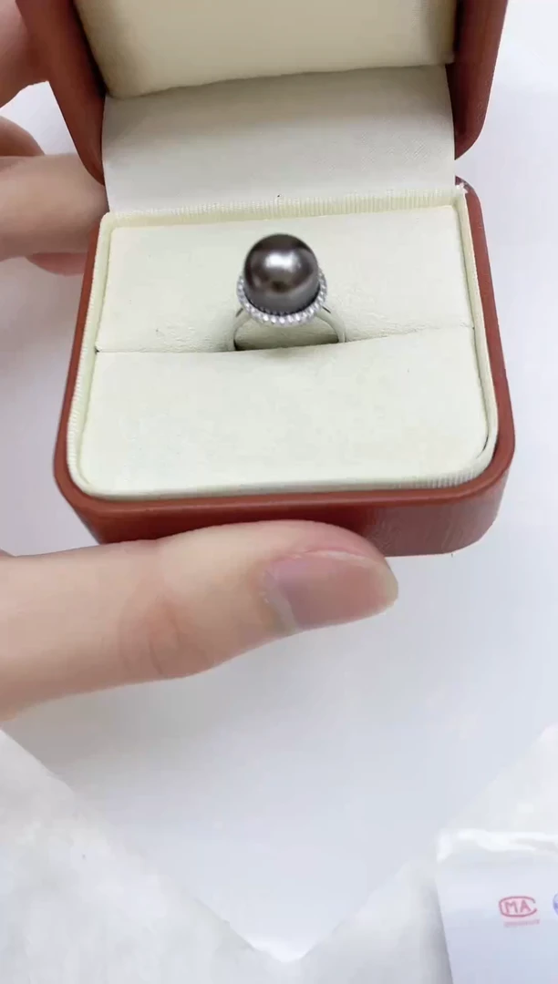银S925镶嵌海水珍珠戒指海水珍珠戒指
