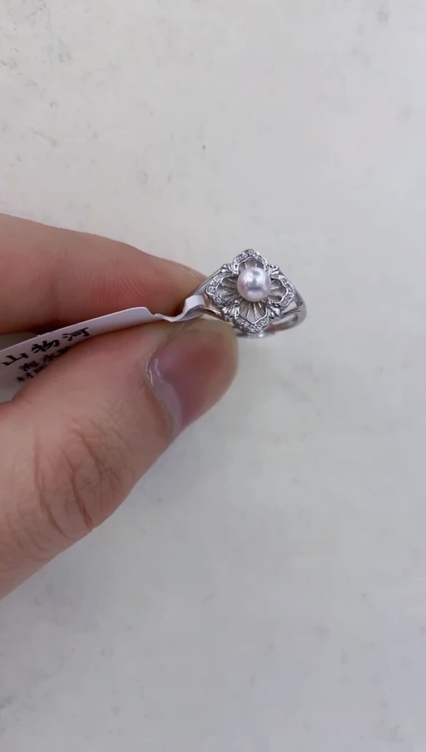 银S925镶嵌戒指海水珍珠