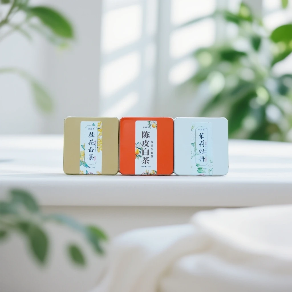 福鼎贡眉老白茶 桂花 陈皮 茉莉白茶小方片每盒30克装 紧压调味茶
