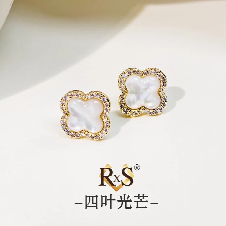 铜合金仿珍珠耳饰 0052精致围镶花朵高级耳钉